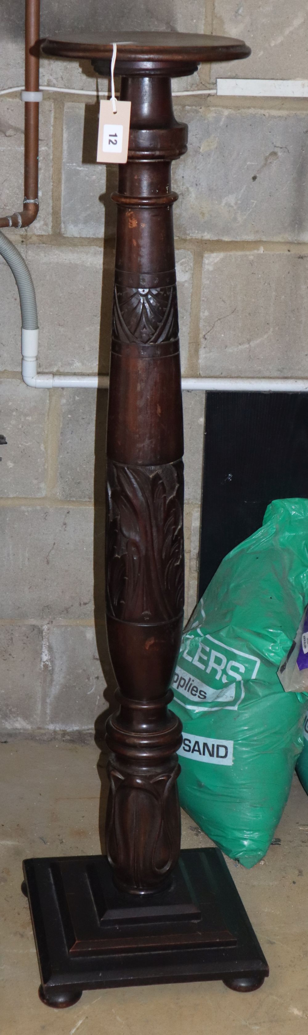 A carved mahogany pedestal, H.126cm